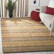 SAFAVIEH Natural Fiber Ombre Striped Jute Area Rug, Natural/Gold, 6' x 6' Square