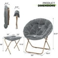 thumbnail image 2 of Sptwo Saucer Chair with Ottoman, Oversized Folding Reading Chair for Teens Adults, Furry Cozy Seat with Gold Metal Frame & Non-Slip Pad for Bedroom, Living Room & Dorm (Grey, 1 Pack), 2 of 12