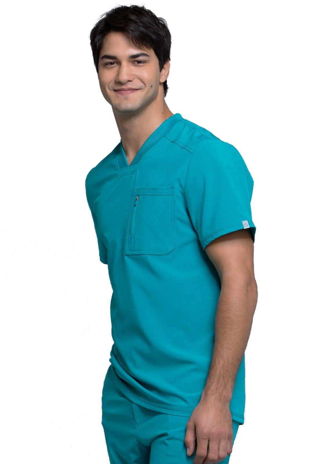 Teal Blue Cherokee Scrubs Infinity Mens V Neck Top CK910A TLPS Antimicrobial 