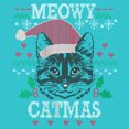 thumbnail image 2 of Girl's Lost Gods Meowy Catmas Knit Graphic Tee Tahiti Blue Small, 2 of 4