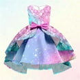 thumbnail image 5 of RUTAYY Children Girls Dress Sleeveless Shine Gradual Color Sequins Scale Print Formal Gown with Bow and Detachable Train Chic Elegant Dresses, 5 of 5