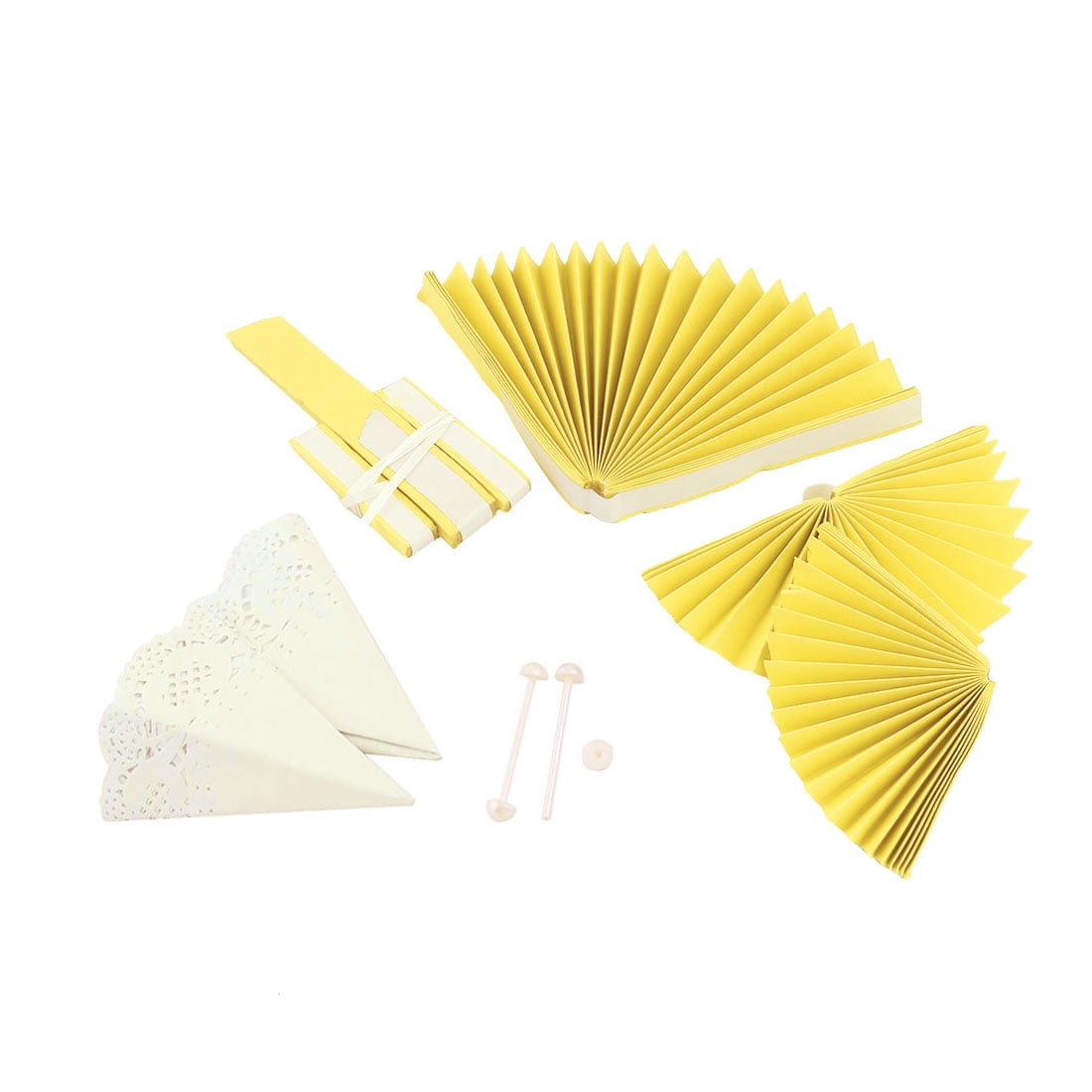 Home Party Paper Handmade Diy Hanging Tissue Fan Yellow 10 Inch Dia 2 Pcs