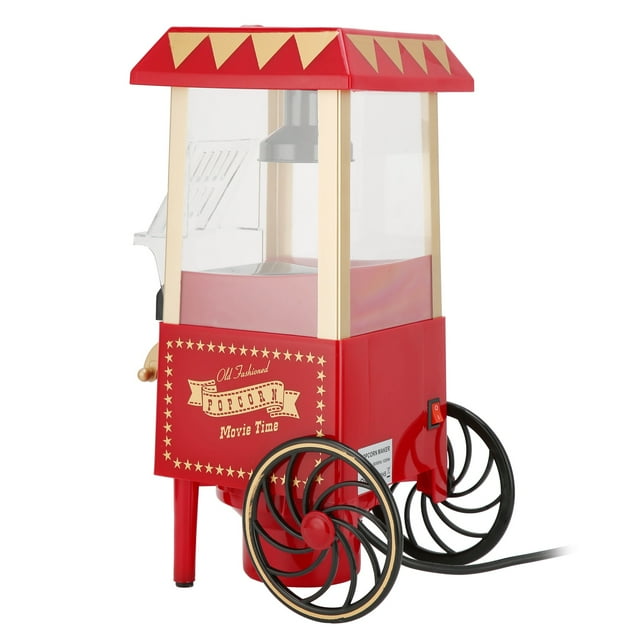 Machine à Maïs Soufflé, Fabricant de Maïs Soufflé, Machine à Maïs Soufflé Automatique pour la Maison, Modèle Rétro Rouge, pour Anniversaire et Fête