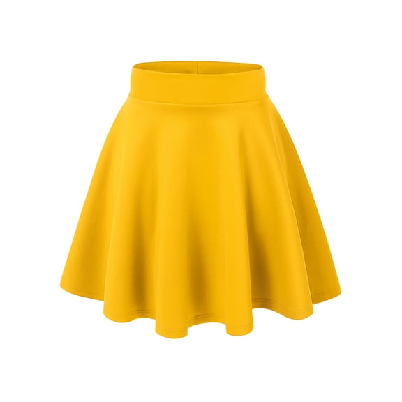 MBJ WB669 Womens Basic Versatile Strechy Flare Skater Skirt S YELLOW