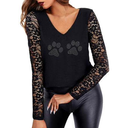 

ASEIDFNSA Long Sleeve Scrub Tops Women Dry Fit Shirts Women Running Women Bright Diamond Top Printed Long Sleeve Top Solid Top Fall Winter Casual Wear Strap Shirt Blouse for Party