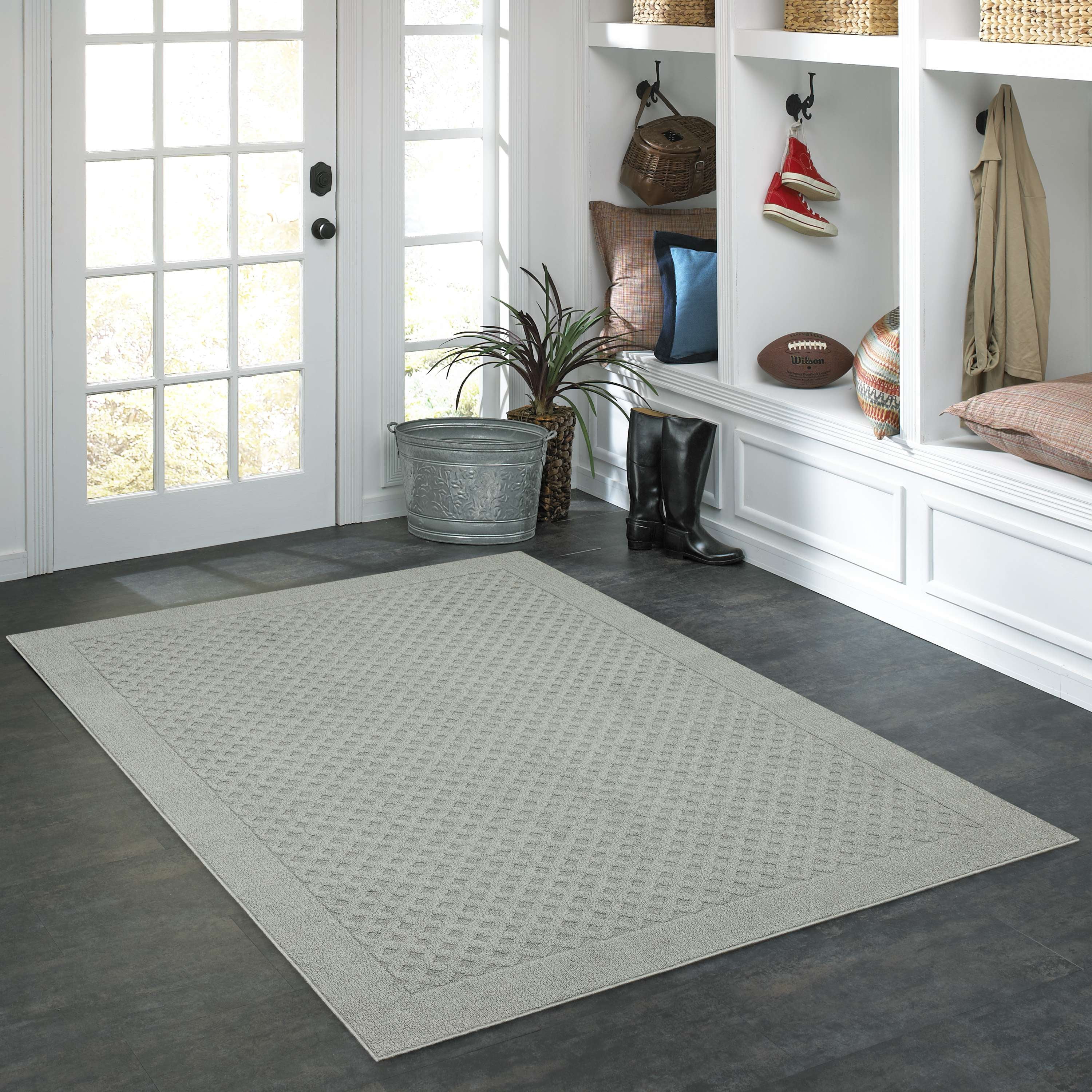 Mainstays Dylan Solid Diamond Olefin Pewter Gray Indoor Area Rug, 4' x 5'4"
