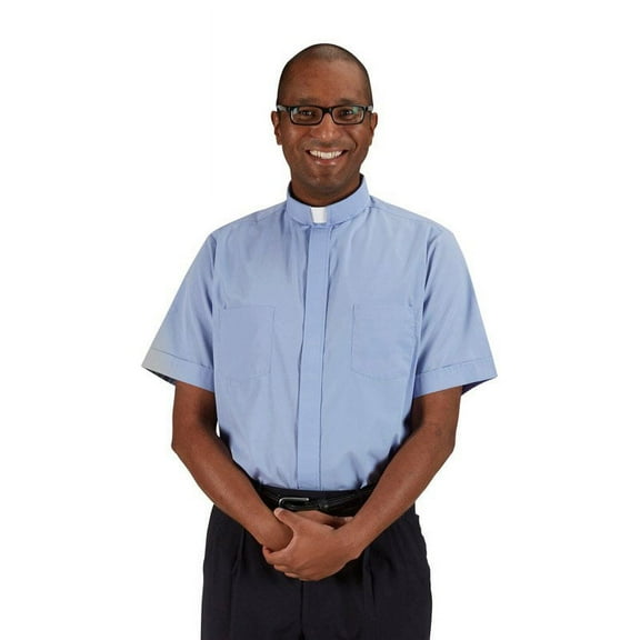 CBCS 224MBL20- Summer Comfort Short Sleeve Clergy Shirt, Medium Blue - 20 in.
