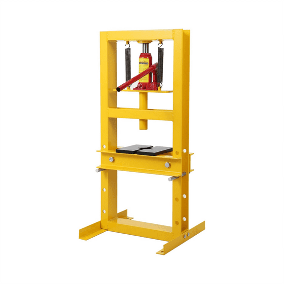 Hydraulic Press 6 Ton/12 Ton Hydraulic Shop Press, H-Frame Garage Floor Benchtop Press Adjustable Shop Press with Plates, Adjustable Working Table Height, for Gears and Bearings, Yellow