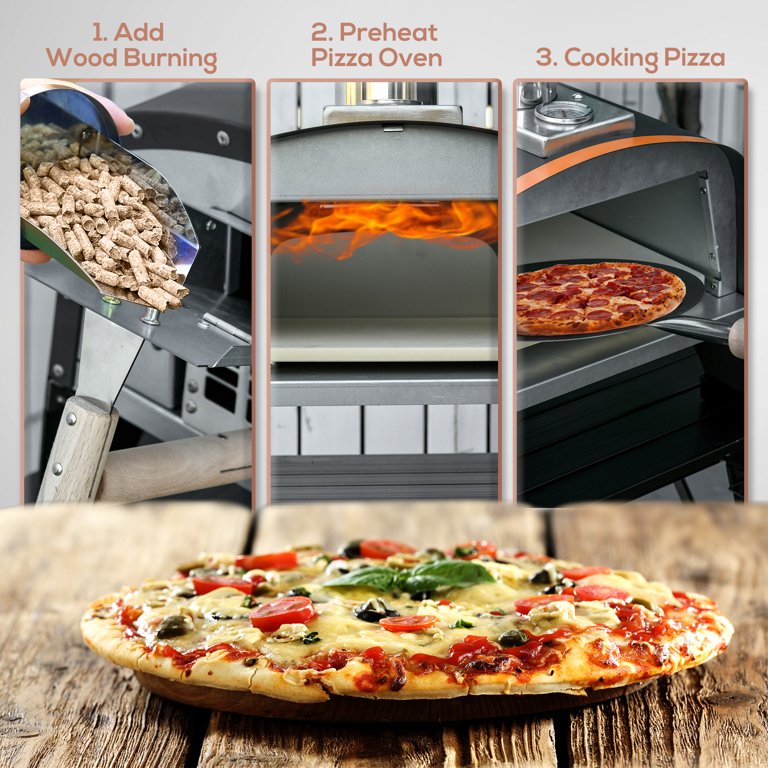 Outsunny Outdoor Pizza Oven, 12 Wood Fired Pizza Maker with Stone u0026 Peel -  Walmart.com