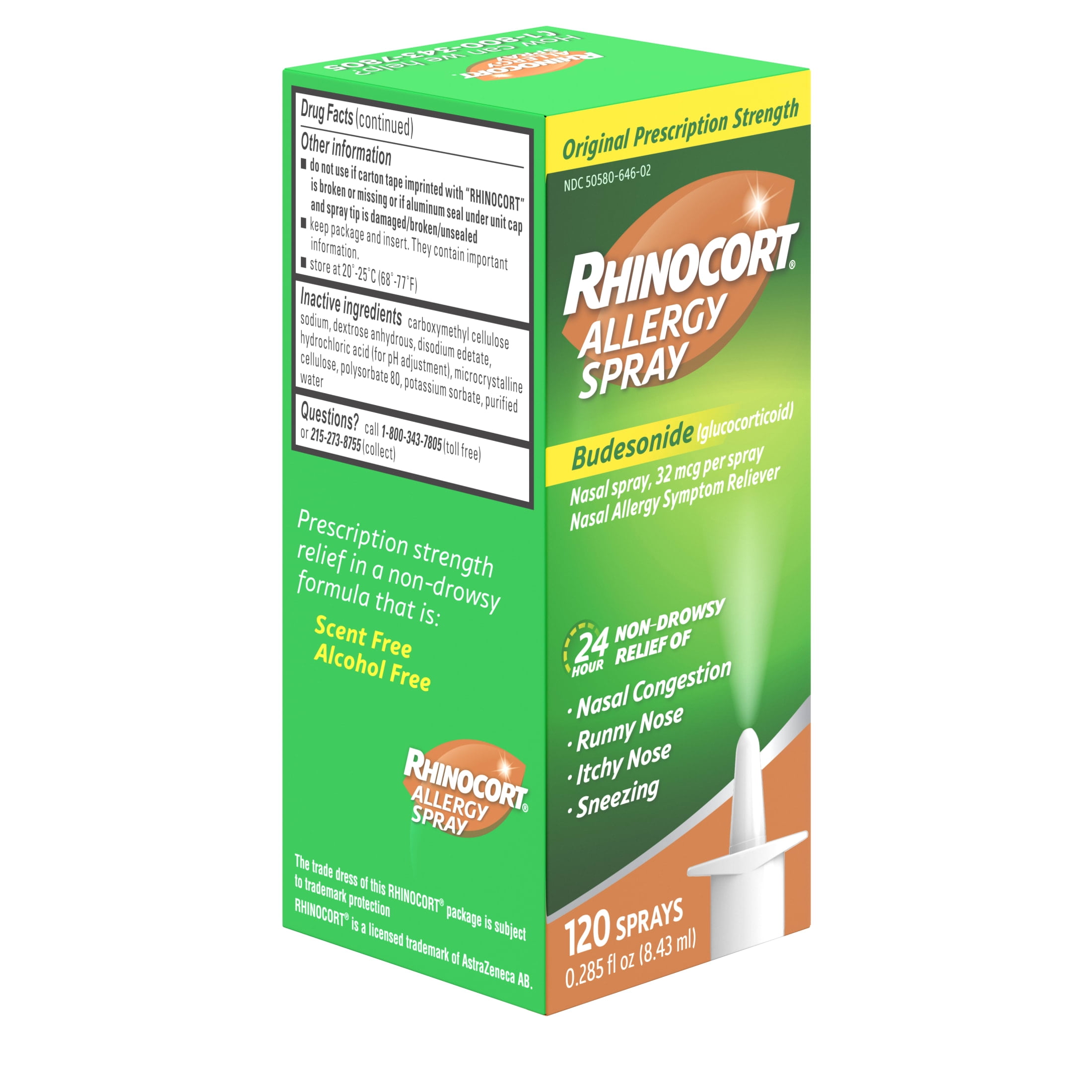 Rhinocort 24 Hour Allergy Relief Budesonide Nasal Spray, 120 Sprays