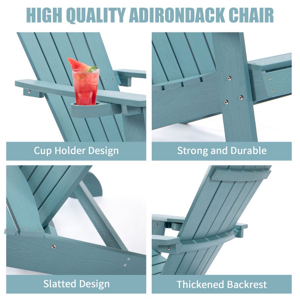 Outdoor Patio Wooden Classic Adirondack Chair Lounge Chair - Blue - image 3 of 6