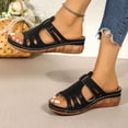 thumbnail image 4 of Norvail Womens Wedge Sandals Slip On Arch Support Slides Recovery Summer Beach Slippers Comfortable Plantar Fasciitis Arch Support Low Wedge Dressy Open Toe Walking Shoes, 4 of 6