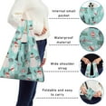 thumbnail image 5 of 5 Pack Foldable Shopping Bag,Blue Christmas Santa and Snowman Pattern Reusable Grocery Bags with Pockets,Large Reusable Tote Bags with Handles Waterproof & Lightweight, 5 of 6