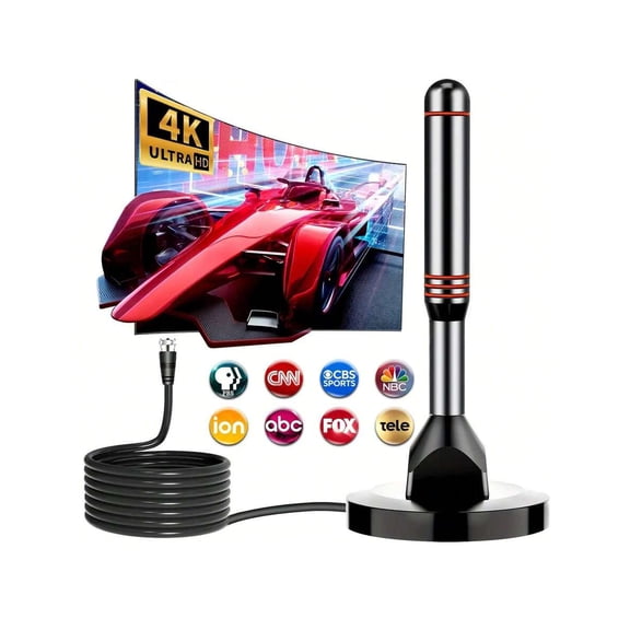 2025 Indoor TV Antenna 400-Mile Range Ultra HD 4K 1080P Digital Antenna No Power Needed 18ft Coax Cable