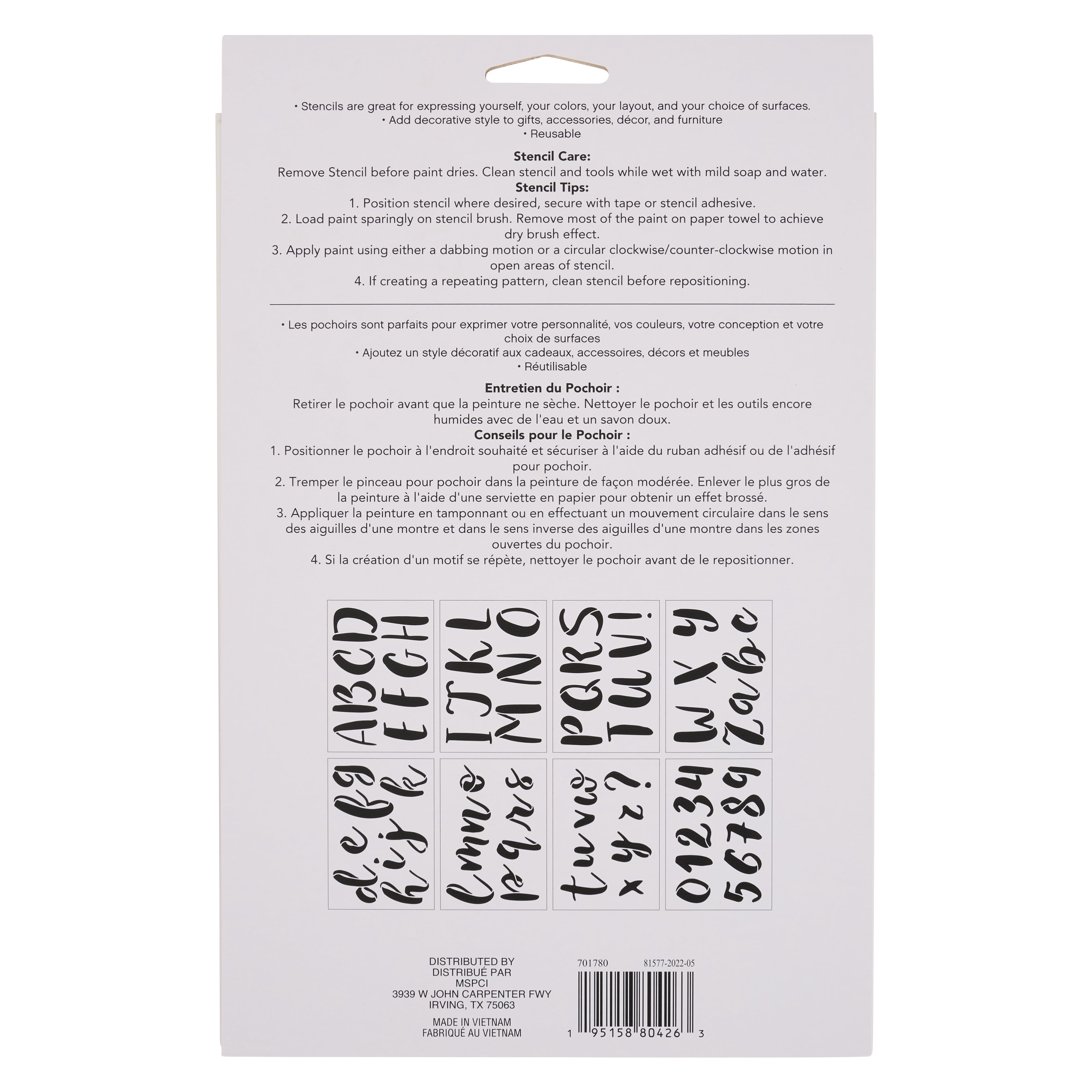 Craft Smart Alphabet Brush Letters Stencils - 7" x 10" Sheets, 64 Designs per Pack, 8 Sheets Each, Reusable Plastic - Ideal for DIY Crafts, Decor, Furniture & Gifts, 6 Pack