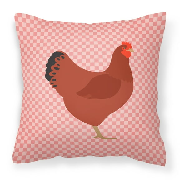 New Hampshire Red Chicken Pink Check Fabric Decorative Pillow