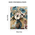 thumbnail image 2 of JEUXUS  Vintage Floral Canvas Art Blue White Orchid Poppy Magnolia Vase Flower Painting Retro Artwork for Living Room Bedroom Gallery Wrap Ready to Hang (Blue), 2 of 5