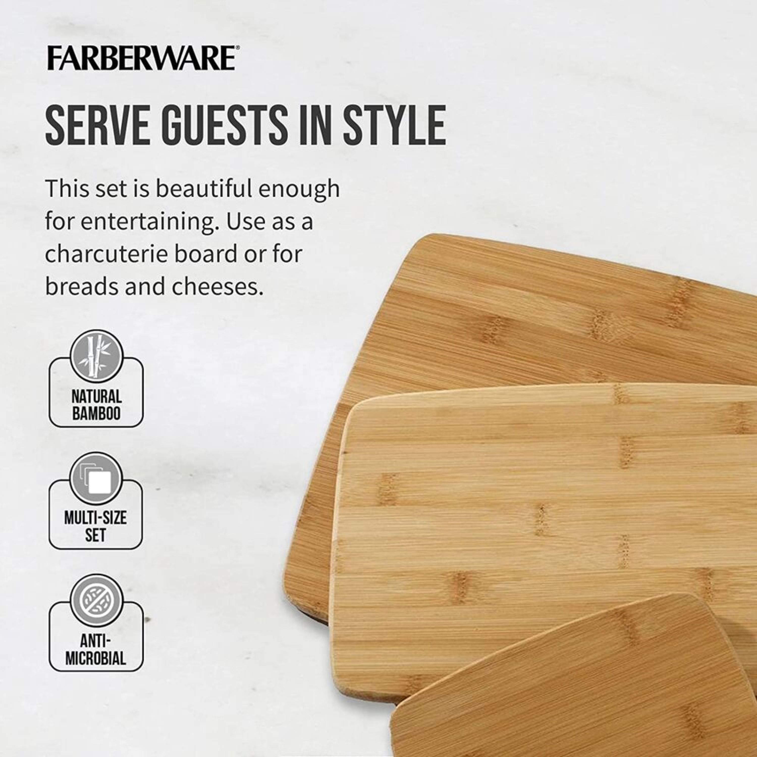 Farberware 3-Piece Kitchen Cutting Board Set Bamboo Wood - image 5 of 17