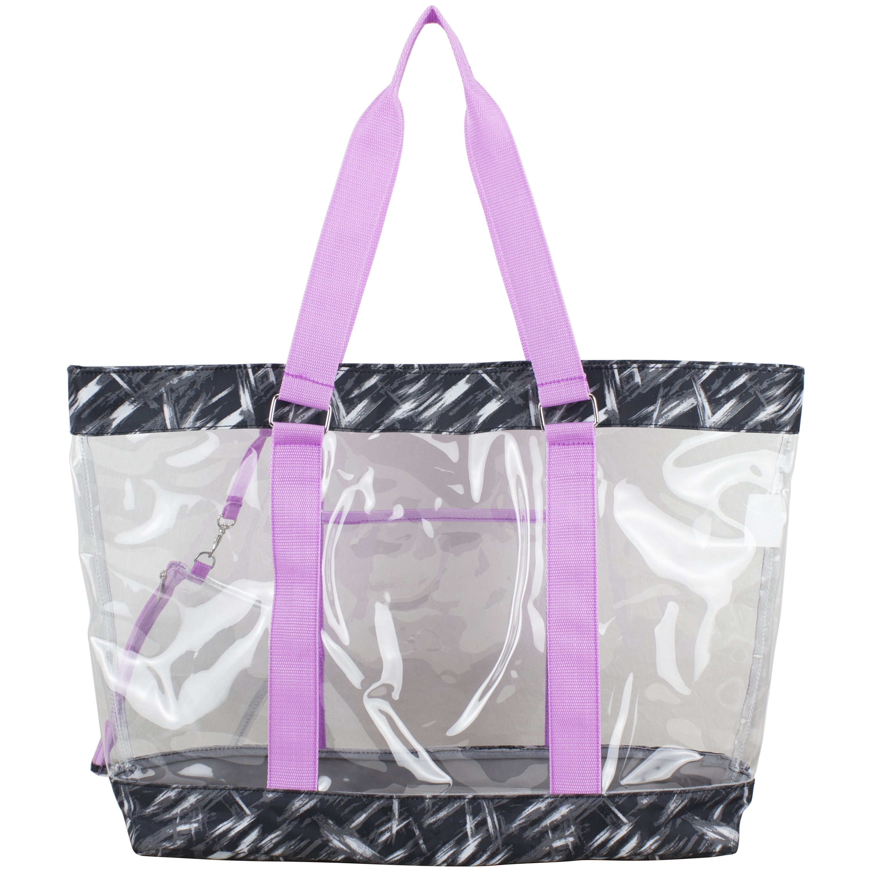 Eastsport Supreme Deluxe Clear Tote with Wristlet, Lavender Brushstrokes