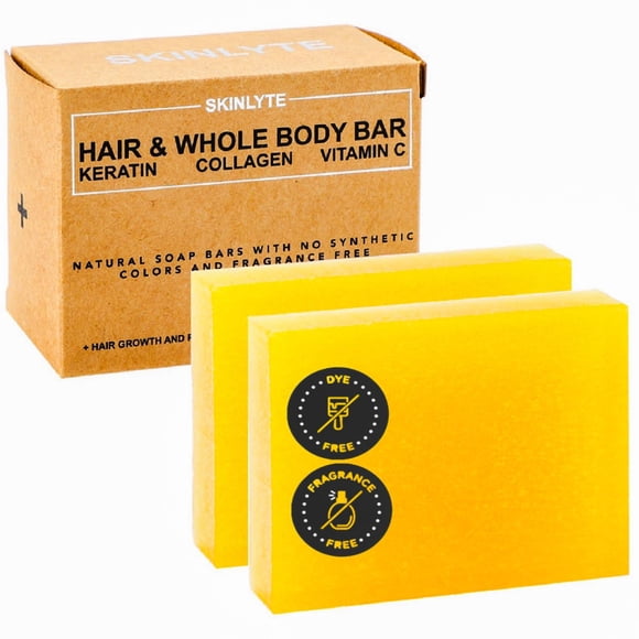 SKINLYTE Barra de jabón natural para cabello y cuerpo entero - Tratamiento para el cabello y la piel - Péptidos de queratina y colágeno | Cabello: Promueve el Crecimiento Reparación Fuerza Rebote | Pi