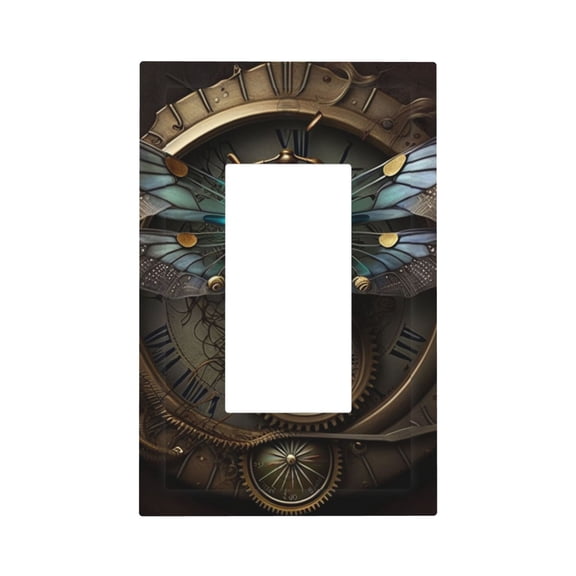 Dragonfly Dials Steampunk Art Single Gang Wall Plate 1 Gang Decorative Electrical Outlet Light Switch Cover Switchplate