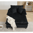 thumbnail image 4 of JONPONY 64''x54'' Chaise Lounge Chair Indoor, Oversized Upholstered Sofa Bed, Sleeper Couch Reading Chairs Fluffy Plush Faux Fur Cloud Sofas Couches with Adjustable Back for Living Room, Black, 4 of 13