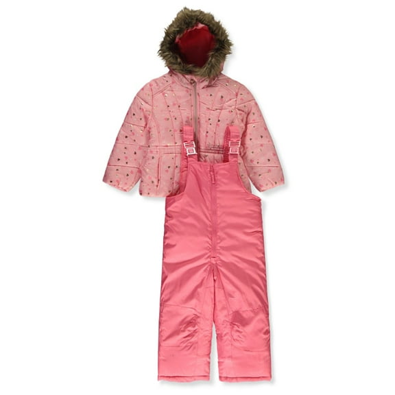 Rothschild Girls' 2-Piece Dots Snowsuit Set - coral, 2t (Toddler)