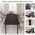 thumbnail image 4 of Modern Minimalist Rectangular Dining Table – 79" Wave-Edge Waterproof MDF, etched-Resistant, Metal Legs, Seats 6-8, Easy Assembly – Black, 2 Meters, 4 of 8