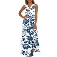 thumbnail image 2 of Uootdi Dresses for Women Floral Print Sleeveless Notch Neck Maxi Length Loose Fit Breathable Sundresses Casual Versatile Dresses Beach Vacation Wear Gift, 2 of 8
