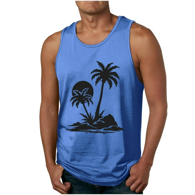 Camisetas de Tanque de los Hombres Tanque de los Hombres Incolor Gradiente de Impresión Cuello Redondo Correa Delgada Fuga Atrás Regular Casual Deportes Blusas de Tanque