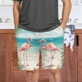 thumbnail image 6 of joogoo Mens Swim Trunks Flamingos and Starfish Shells on Beach Beach Shorts Drawstring Elastic Waist Swimwear Bathing Suits M, 6 of 6