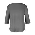 thumbnail image 5 of Mikilon Women Plus Size V-Neck Tops Summer Casual Loose 3/4 Sleeve Blouses Solid Color Shirts, 5 of 5
