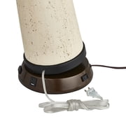 Barnes and Ivy Rustic Farmhouse Table Lamp 27 1/4 Tall with USB and AC Power Outlet in Base Bronze Hammered Beige Drum Shade for Bedroom Living Room
