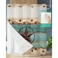 thumbnail image 2 of No Hook Shower Curtain with Snap-in Liner, Texas Star Country Waterproof Fabric Bathroom Curtains, Western Old Wooden Board Vintage Bath Curtains & Mesh Top Window 66"x72", 2 of 6
