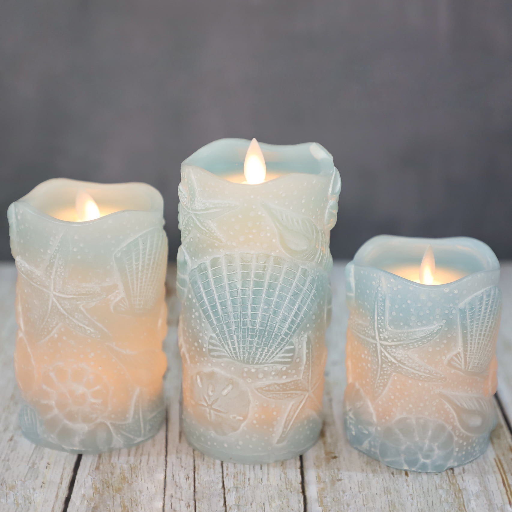 Meltone LED Flameless Candles with Remote(D 3" x H 4" 5" 6"), Battery Powered, Blue