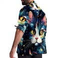 thumbnail image 3 of Cat Men's Short Sleeve Spread Collar Button Down Beach Print Casual Shirts, 3 of 6