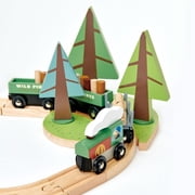 Tender Leaf Toys - Wild Pines Train Set - Stunning Wooden Lumberjack Style Toy Train Set for Age 3+