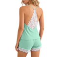 thumbnail image 4 of LIZUOJUN Pajama Sets For Women 2 Piece Ribbed Knit Camisole Top Shorts Set V Neck Lace Trim Hem Detail Soft Stretchy Breathable Lightweight Loungewear - L, 4 of 9