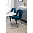 thumbnail image 2 of Dining Chairs Set of 2, Velvet Accent Chair, Modern Living Room Chair with Nail Heads and Gold Tipped Black Metal Legs, Upholstered Armless Side Chair for Dining Room Bedroom Kitchen,  Blue, 2 of 7