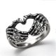 thumbnail image 1 of Anillo de signo de mano para mujer - Anillo de aleación de joyería de lujo de corazón vintage JM, 1 of 5