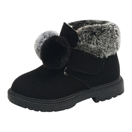 

Ediodpoh Girls Autumn And Winter Snow Boots Thick Soles Non Warm Comfortable Solid Color Zipper Shoes Girls Shoes Black 9.5
