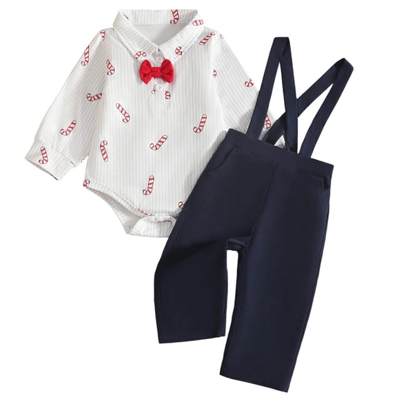 YIWULAToddler Boy Suit Baby Boy Formal Outfit Set with Cotton Shirt Bow Tie Suspenders Pants for Wedding Birthday Party(6-9 Months,Blue)