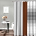 thumbnail image 4 of Shower Curtain Lines Brown Stripe Shower Curtains for Bathroom Decor Boho Style Shower Curtain Sets with Hooks Waterproof Fabric Bath Curtain Extra Long 72" X 84", 4 of 5