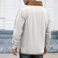thumbnail image 4 of Homeyce Winter Jackets for Men Long Sleeve Fleece Sherpa Lined Coat Button Down Lapel Jackets with Multi Pockets Winter Casual Thermal Thick Trucker Heavyweight Softshell,Beige S, 4 of 5