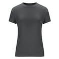 thumbnail image 5 of Fengqque Women's Fashionable and Comfortable Solid Color Short Sleeve Round Neck Tight Fitting Casual T-shirt Dark Gray XS(XS), 5 of 7