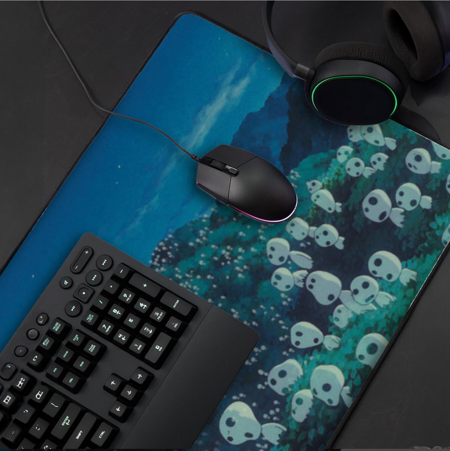 Kodama Mousepad, Forest Spirit Gaming Desk Mat, Anime-Inspired Desk Mat with Anti-Slip Rubber Base