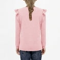 thumbnail image 3 of lnmuld Solid Color Stylish Long Sleeve Blouse Top with Delicate Lace Trim for Girls Fall and Winter Fashion Tunic Shirt for Big Kids Tweens Size:5-6 Years, 3 of 7