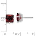 thumbnail image 4 of 14k White Gold 7.2mm Princess Cut Garnet Earrings - 7mm, 4 of 6