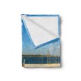 thumbnail image 2 of Beach Soft Flannel Fleece Blanket, Perdido Beach and Long Pier Deck over Sand Gulf of Mexico South America Resort Theme, Cozy Plush for Indoor and Outdoor Use, 50" x 70", Cream Blue, by Ambesonne, 2 of 5