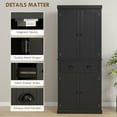 thumbnail image 3 of Resenkos 72-Inch Freestanding Pantry Cabinet with Four Doors, Features a Large Central Drawer and Three Adjustable Interior Shelves for Storage, Black, 3 of 7